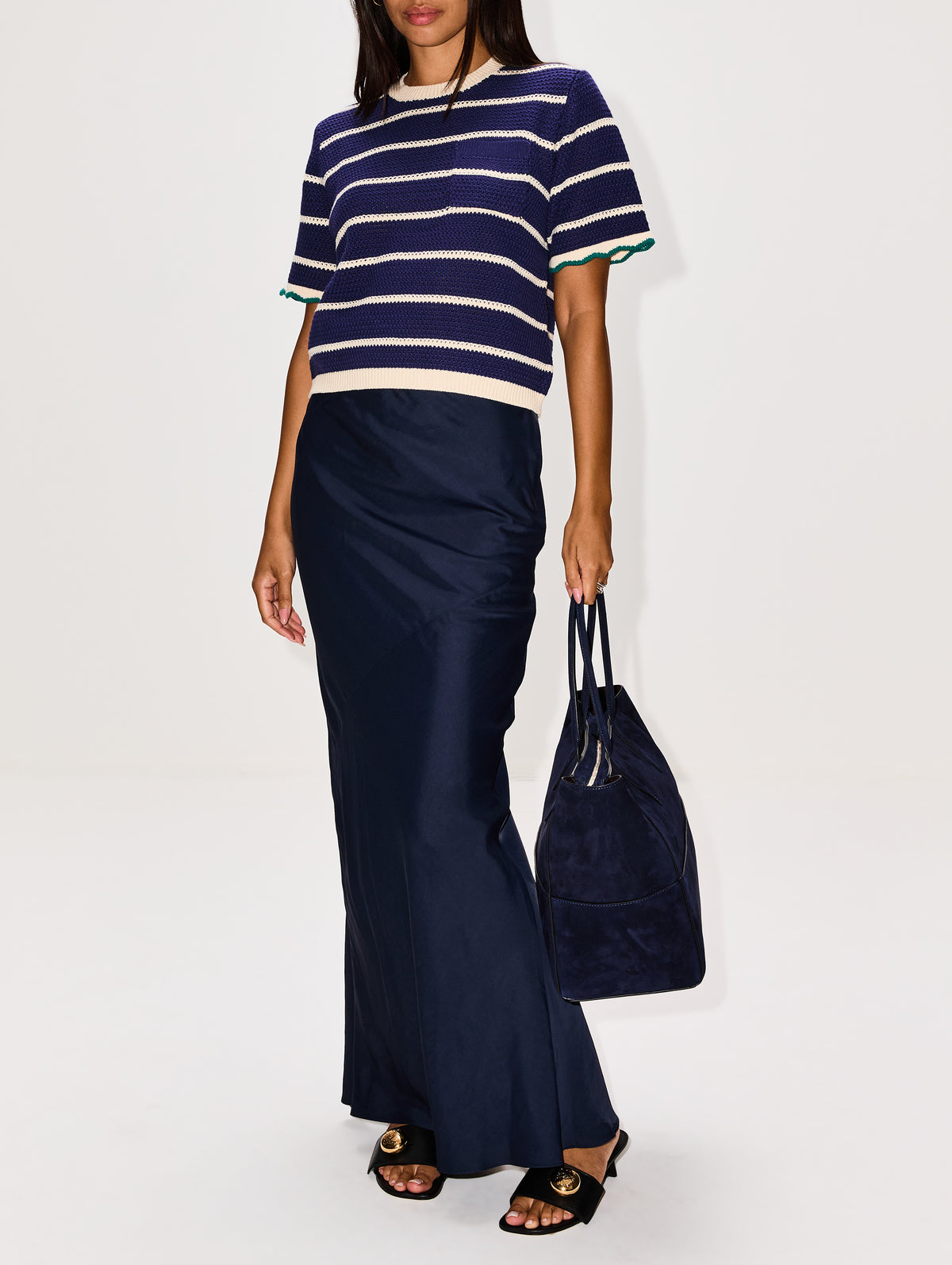 Jules Sweater T-Shirt,BIRDS OF PARADIS BY TROVATA,NAVY/ANTIQUE WHITE STRIPE,Image 2