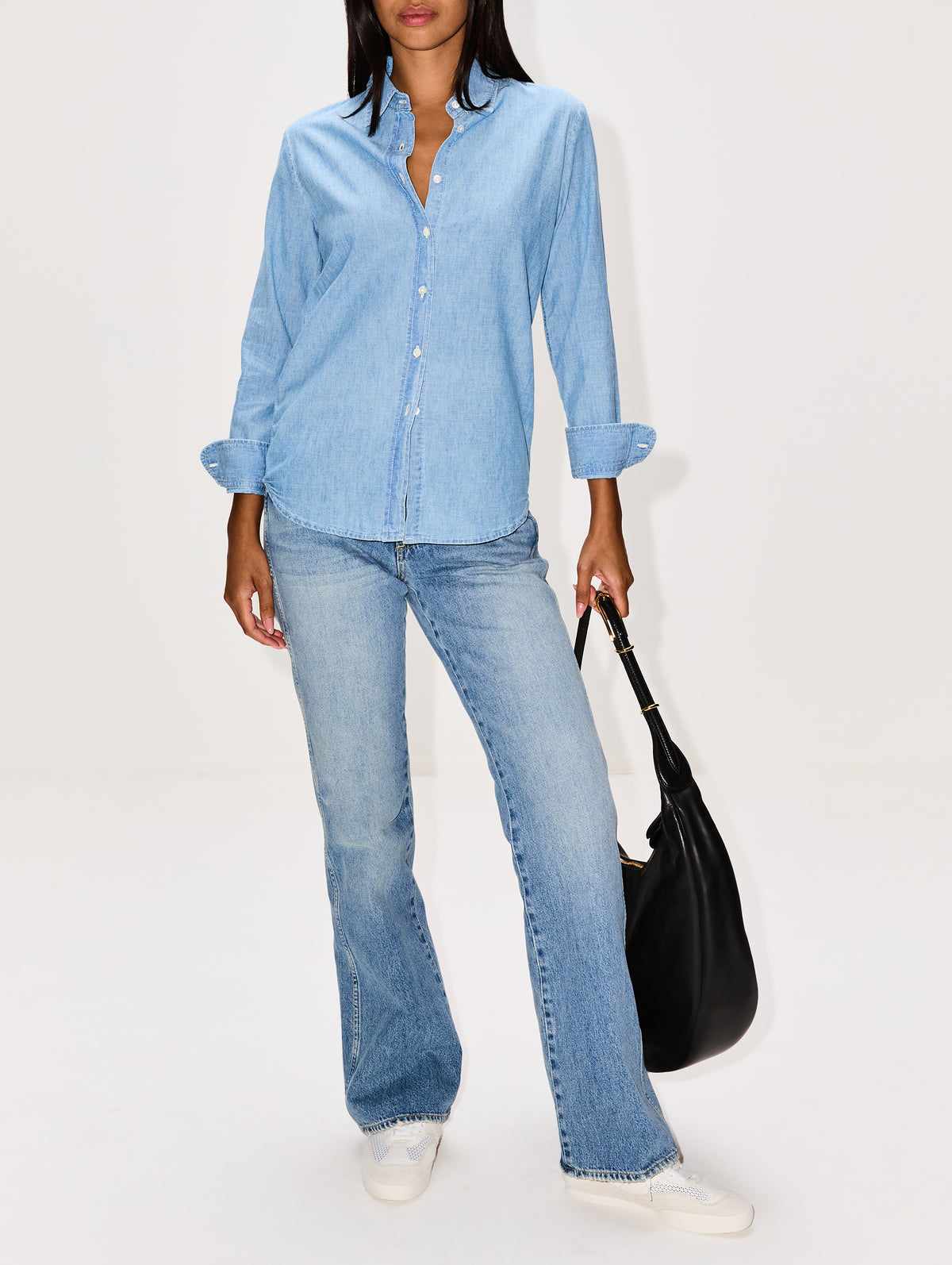 Monti Denim Shirt,NILI LOTAN,CHAMBRAY,Image 2