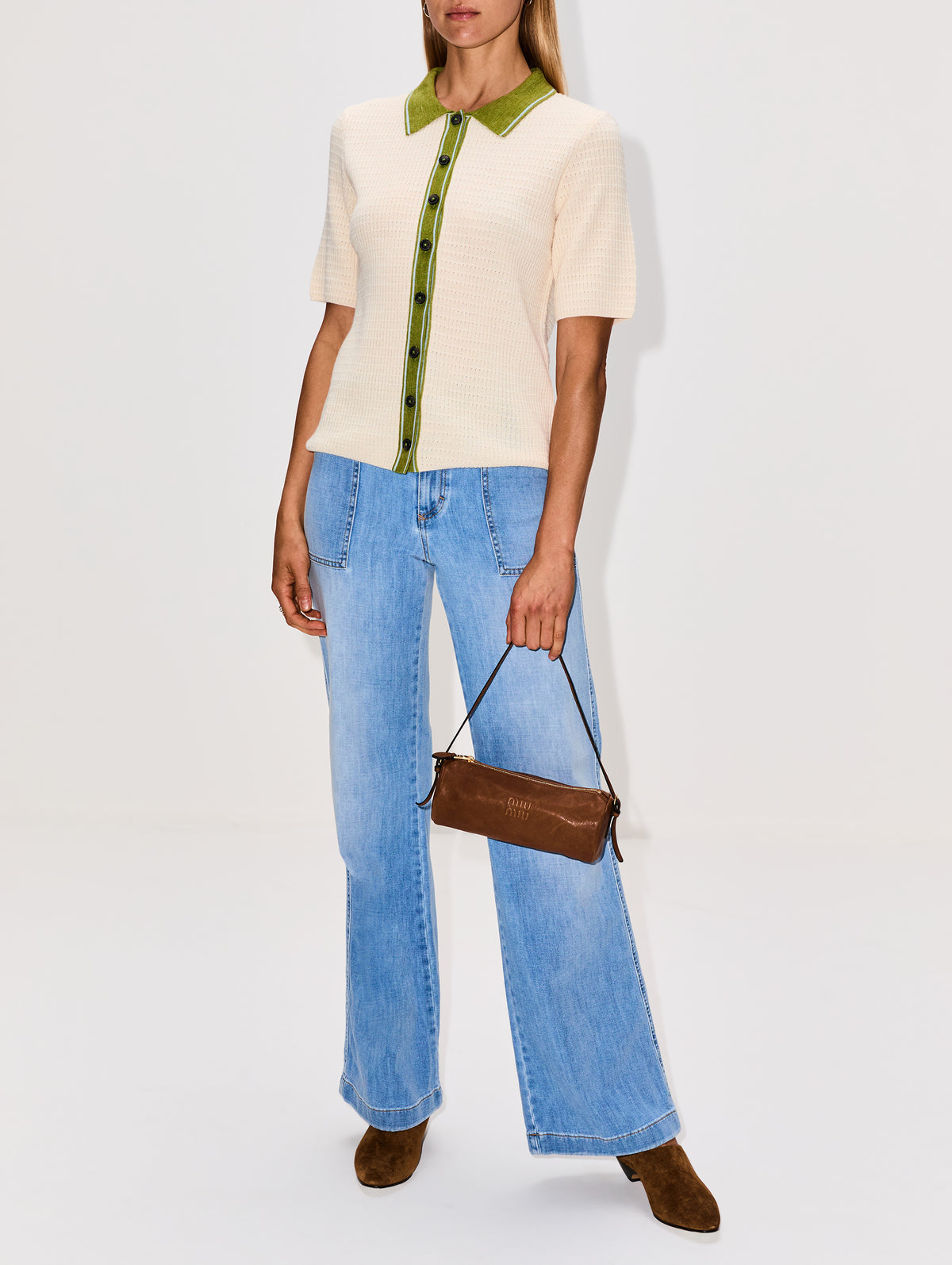 Short Sleeve Polo Top,CLOSED,ECRU,Image 2