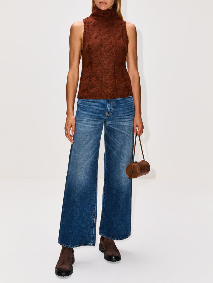 Salvia Cable Turtleneck Top,SABLYN,MAHOGANY,Image 1