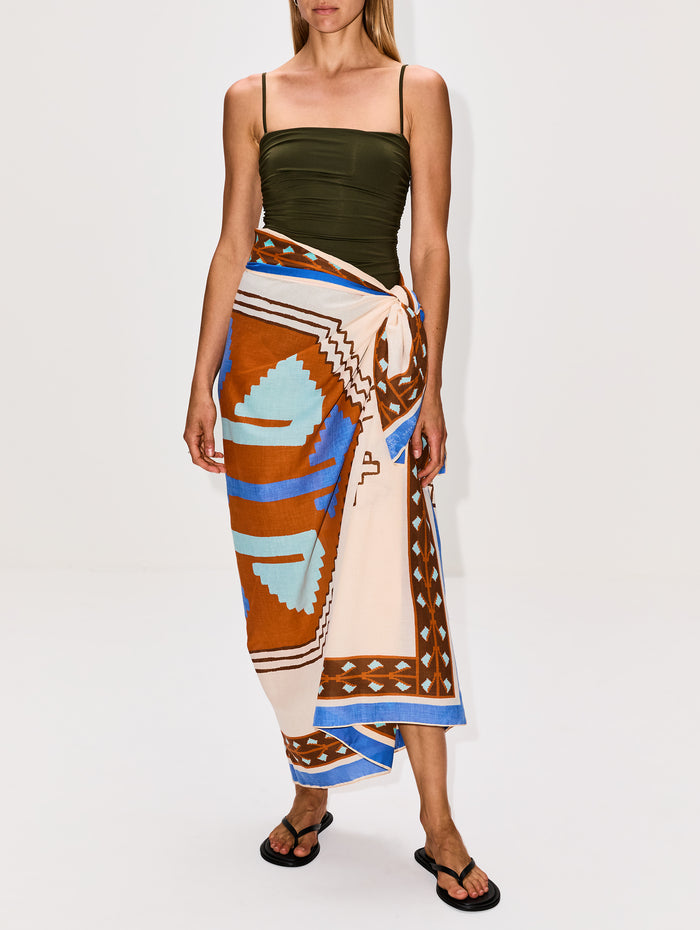 Ayahuasca Pareo,JOHANNA ORTIZ,ECRU/BLUE/ORANGE,Image 1