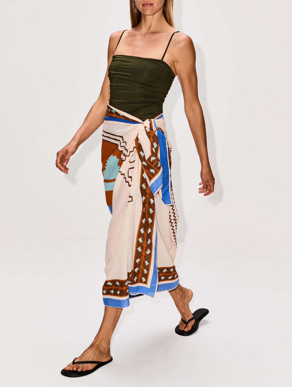 Ayahuasca Pareo,JOHANNA ORTIZ,ECRU/BLUE/ORANGE,Image 3
