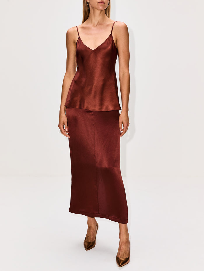 Gloria Bias Cut Cami Top,SABLYN,MAHOGANY,Image 1