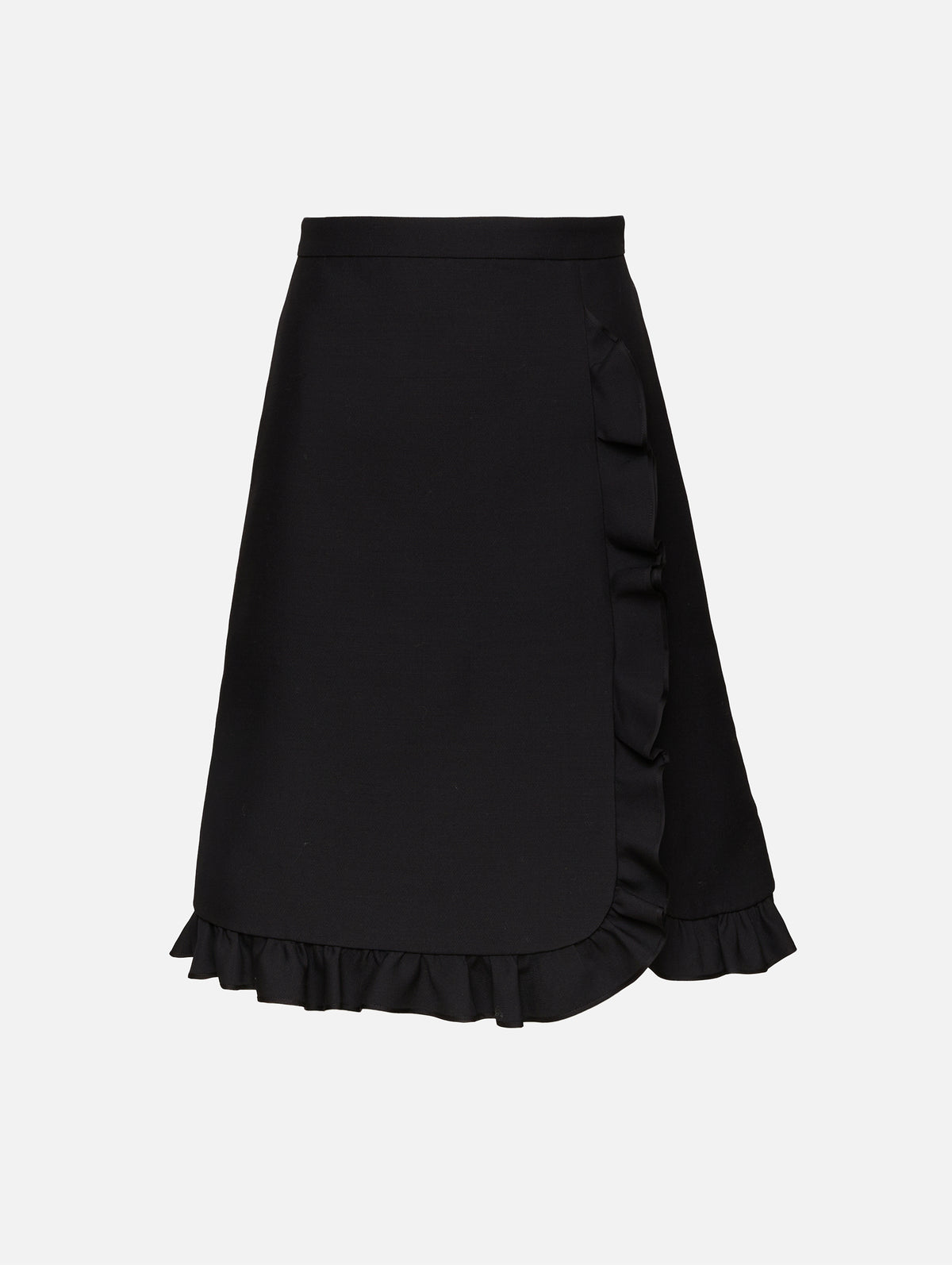 Side Ruffle Skirt,VALENTINO GARAVANI,NERO,Image 1