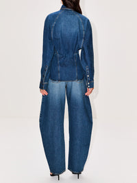 Curved Shirt,ALAIA,BLEU MINERA,Image 3