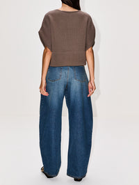 Short Sleeve Crop Top,ALAIA,GRIS TAUPE,Image 3