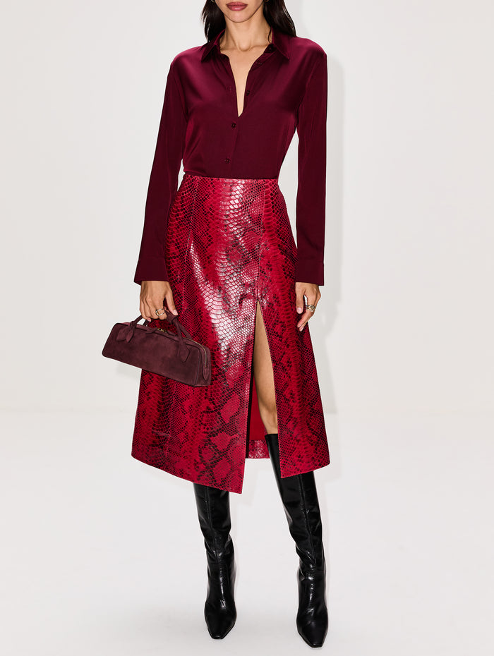 Summer Silk Blouse,ELYSEWALKER LABEL,BURGUNDY,Image 1