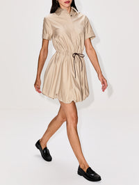 Short Sleeve Dress,LOEWE,BEIGE,Image 3