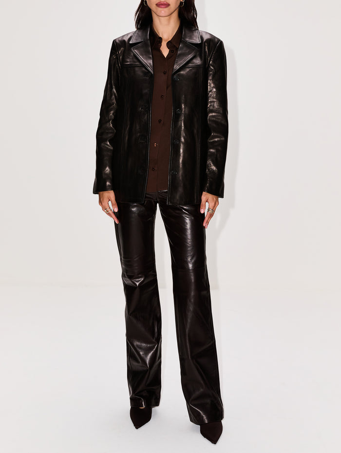 Brett Leather Jacket,NILI LOTAN,BLACK,Image 1