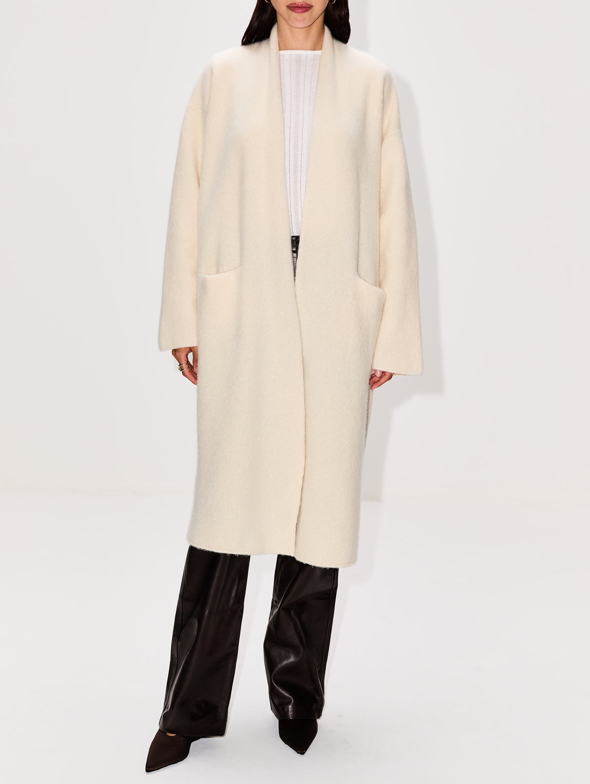 Slim Cocoon Coat,LAINEY KEOGH,IVORY,Image 2