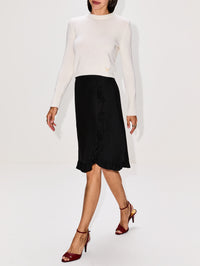 Side Ruffle Skirt,VALENTINO GARAVANI,NERO,Image 3