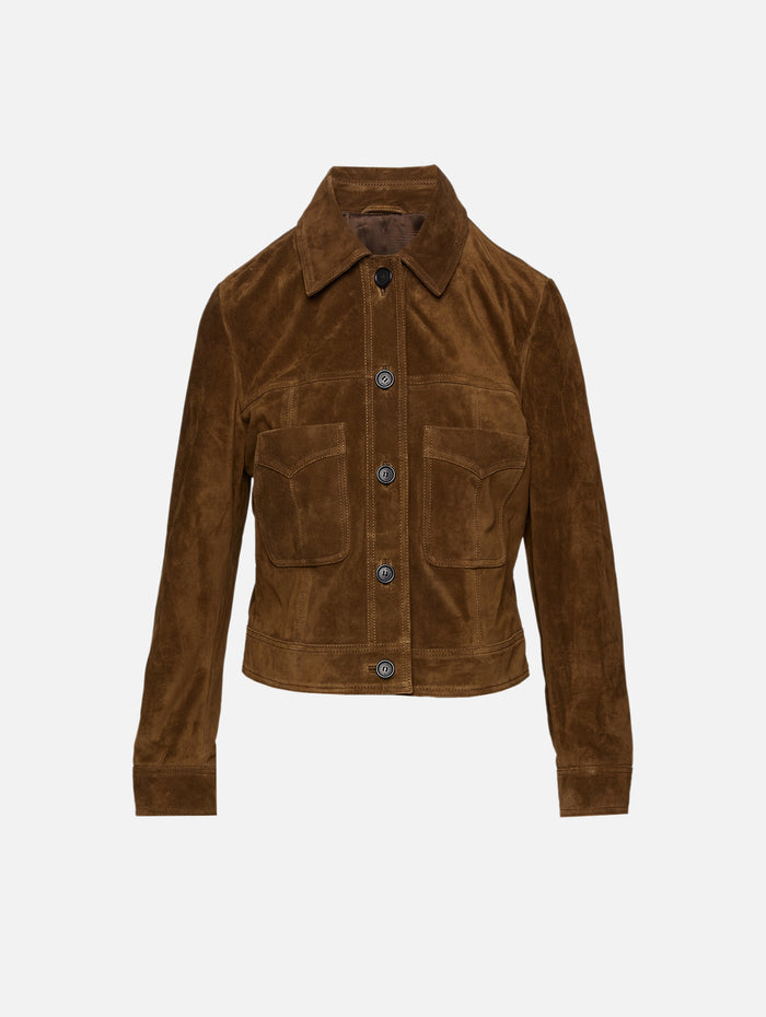 Susannah Suede Jacket,NILI LOTAN,HAZELNUT,Image 1