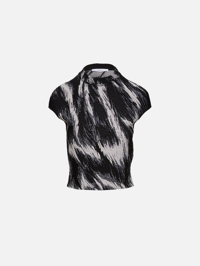 Short Sleeve Crop Top,GIVENCHY,GREY MIX,Image 1