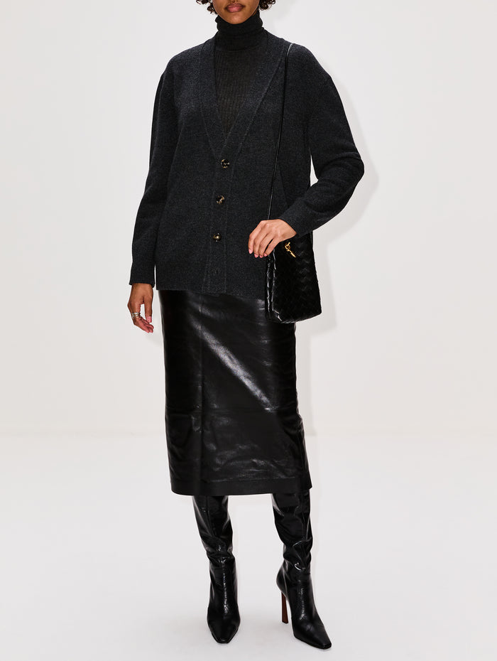 Classic Cardigan,BOTTEGA VENETA,ANTHRACITE,Image 1
