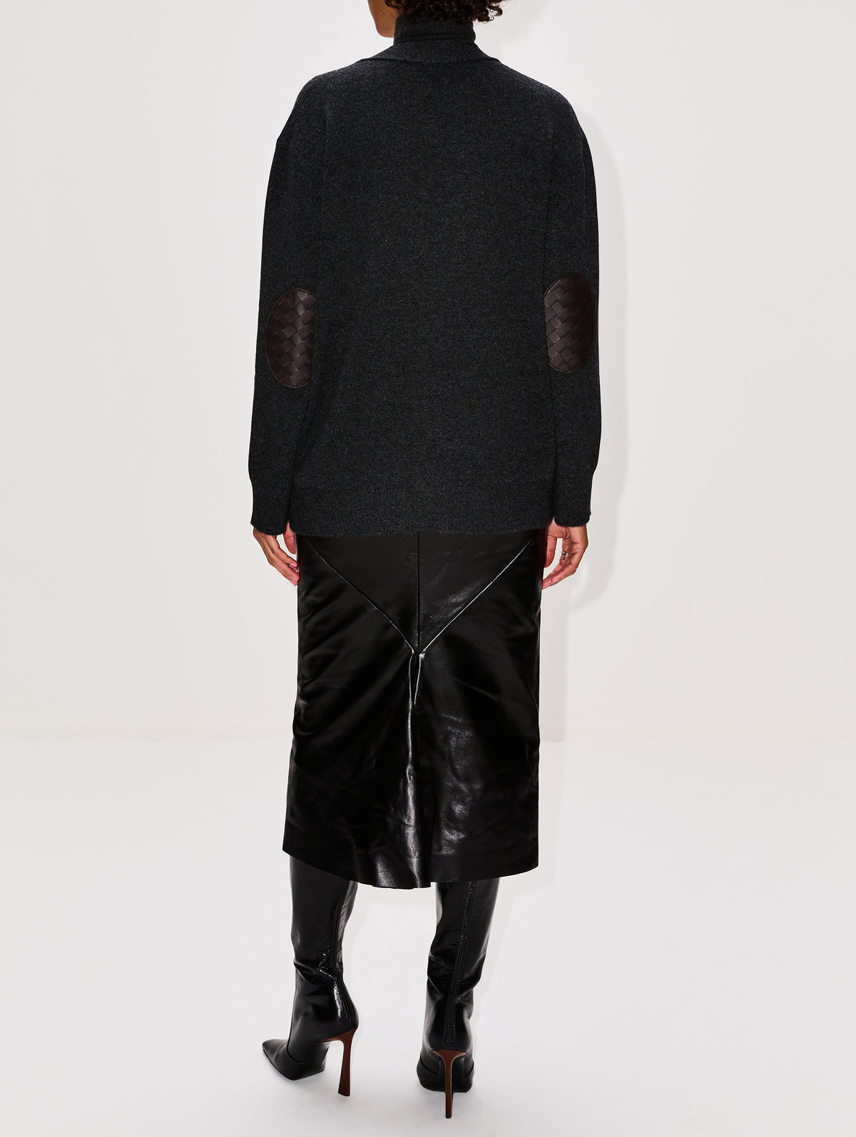 Classic Cardigan,BOTTEGA VENETA,ANTHRACITE,Image 3