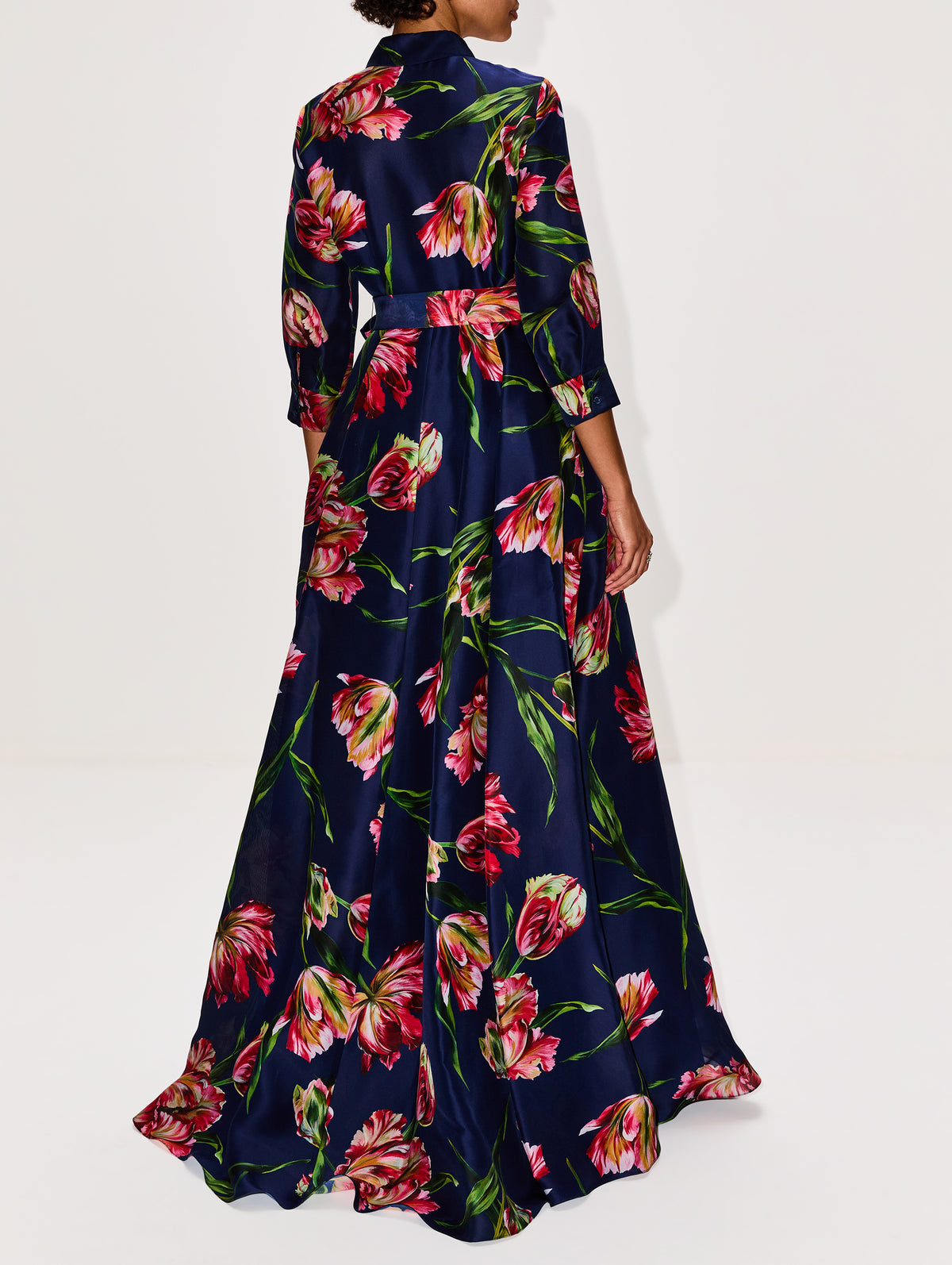 Trench Gown,CAROLINA HERRERA,DARK NAVY MULTI,Image 4