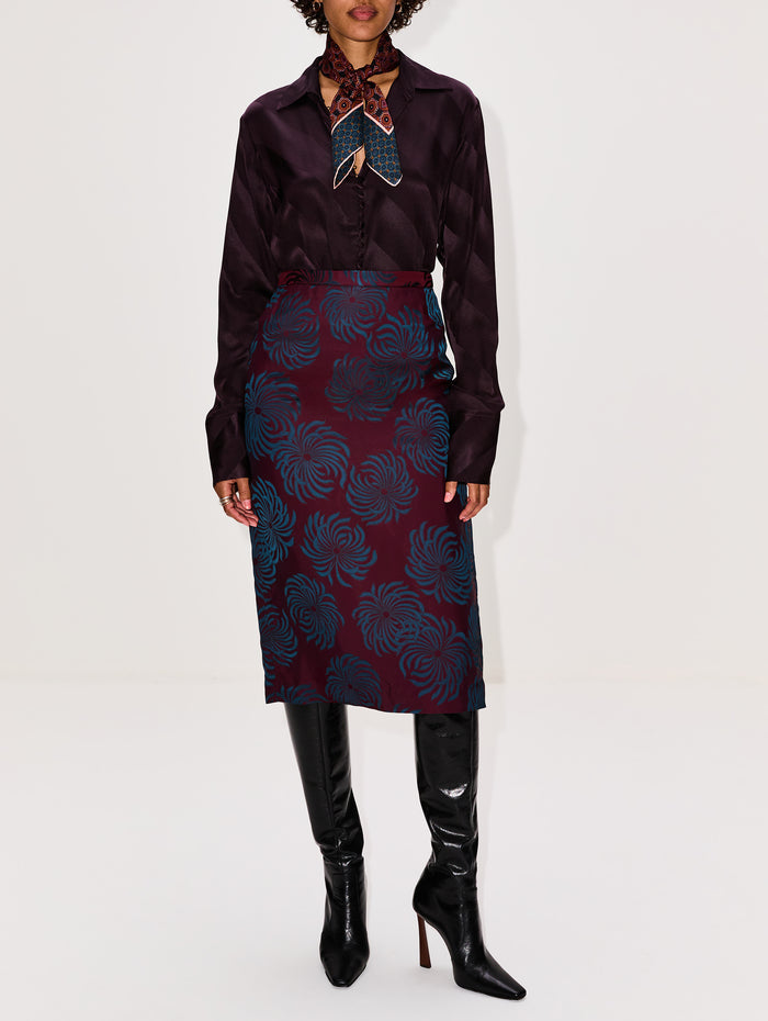 Sokna Skirt,DRIES VAN NOTEN,BURGUNDY,Image 1