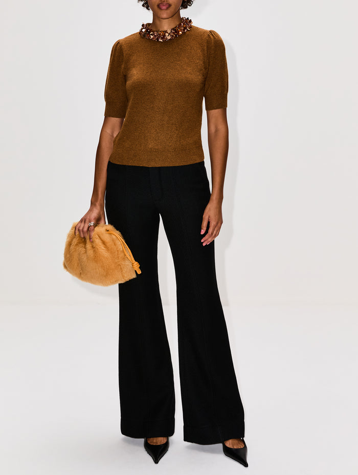 Liv Embroidered Top,ULLA JOHNSON,UMBER,Image 1