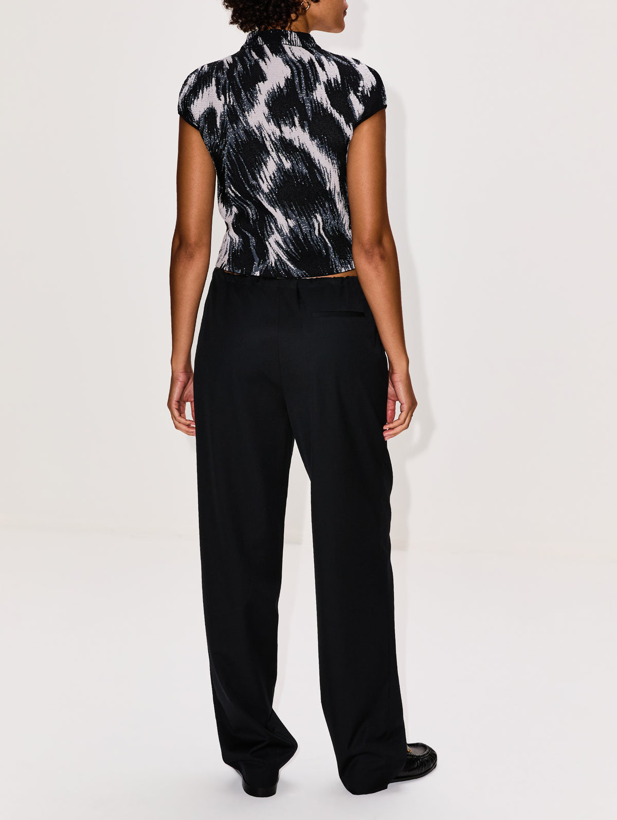 Drawstring Wool Pant,AYA MUSE,BLACK,Image 3