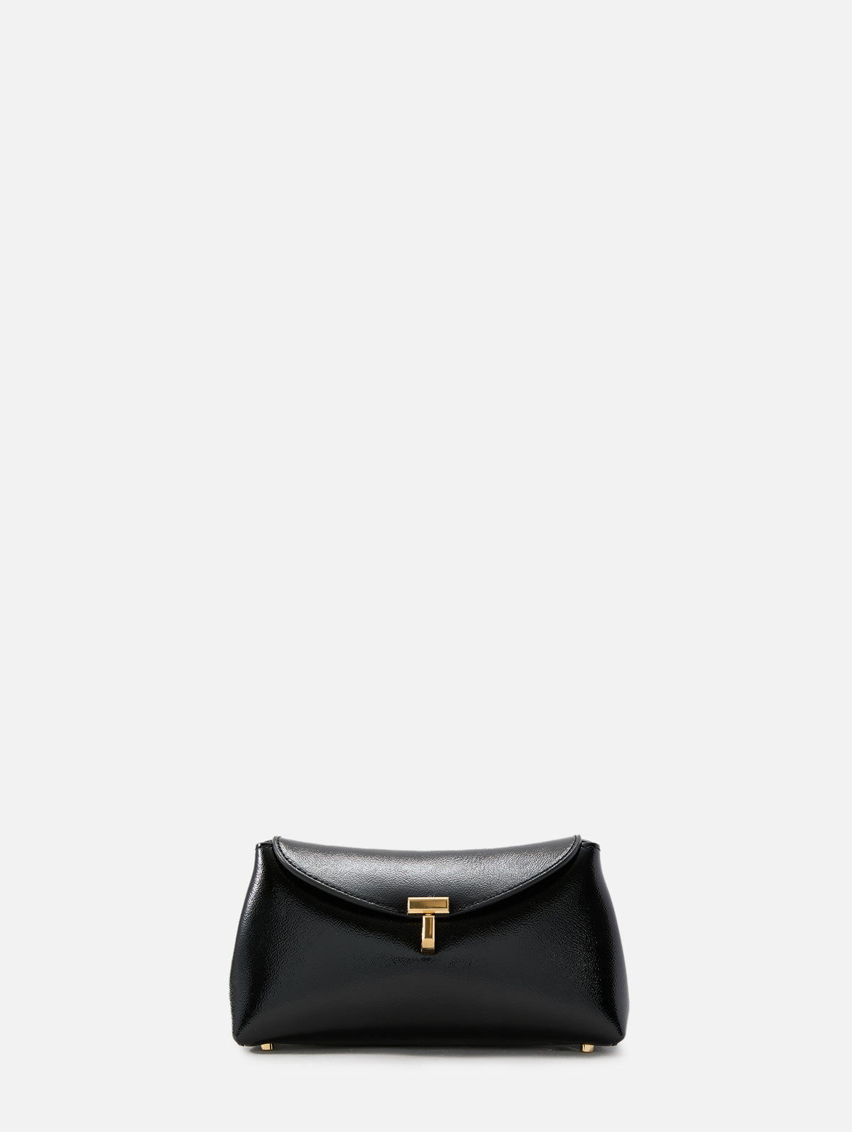 Mini T Lock Naplack Clutch,TOTÉME,BLACK,Image 1