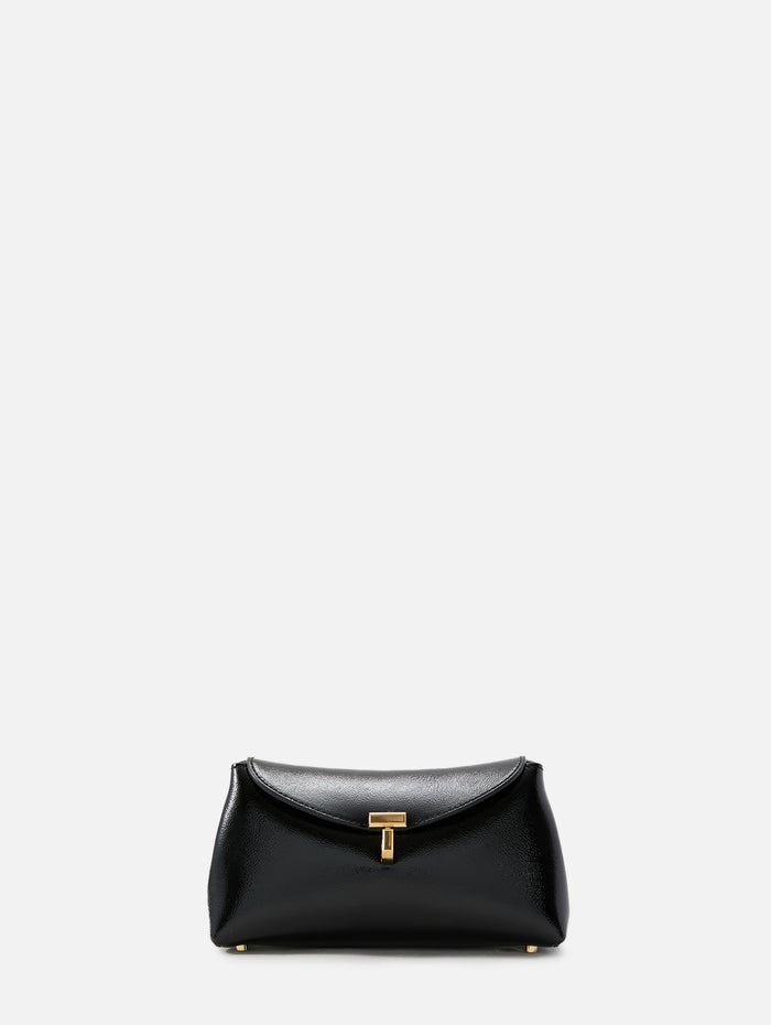 Mini T Lock Naplack Clutch,TOTÉME,BLACK,Image 1