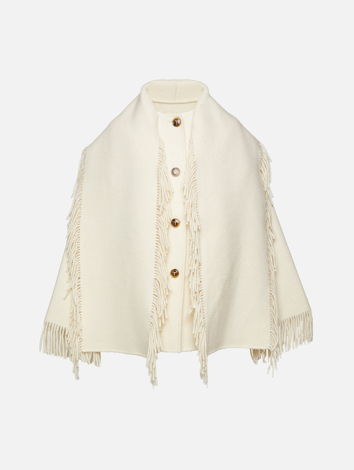 Fringed Scarf Jacket,TOTÉME,WINTER WHITE,Image 2