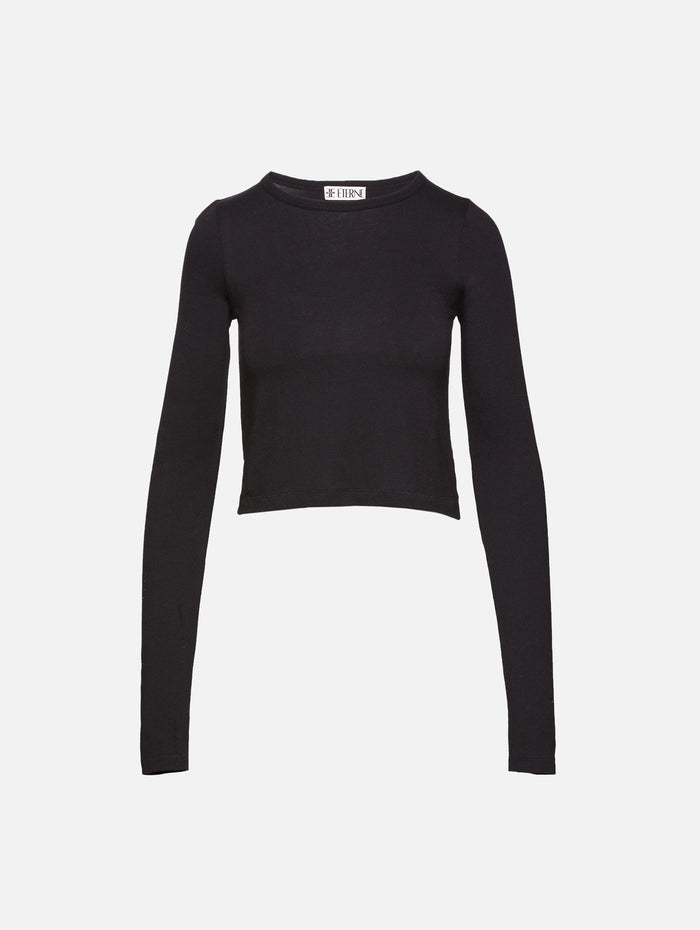 Long Sleeve Baby Tee,ÉTERNE,BLACK,Image 1