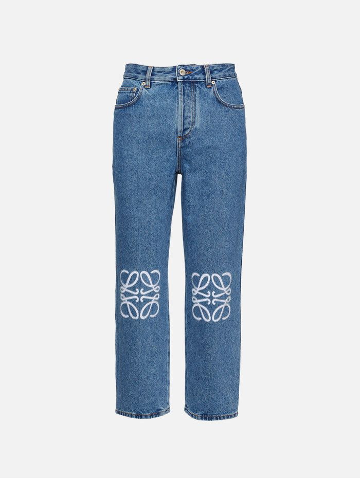 Anagram Cropped Jean,LOEWE,MID BLUE,Image 1
