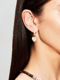 Diamond Heart Lock Earrings,JENNA BLAKE,YELLOW GOLD,Image 2