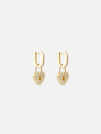 Diamond Heart Lock Earrings,JENNA BLAKE,YELLOW GOLD,Image 3