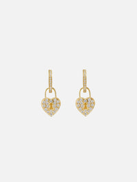Diamond Heart Lock Earrings,JENNA BLAKE,YELLOW GOLD,Image 1