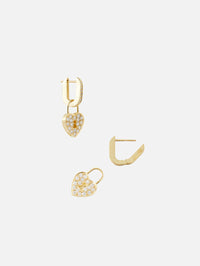 Diamond Heart Lock Earrings,JENNA BLAKE,YELLOW GOLD,Image 4