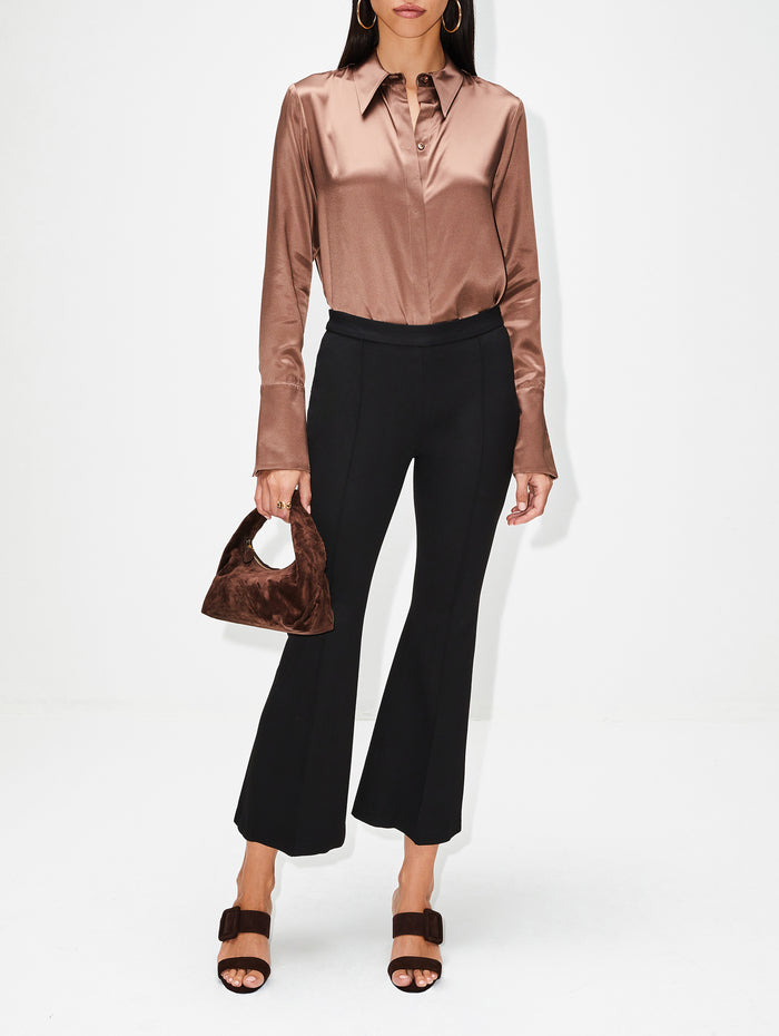 Pull On Cropped Flare Pant,ROSETTA GETTY,BLACK,Image 1