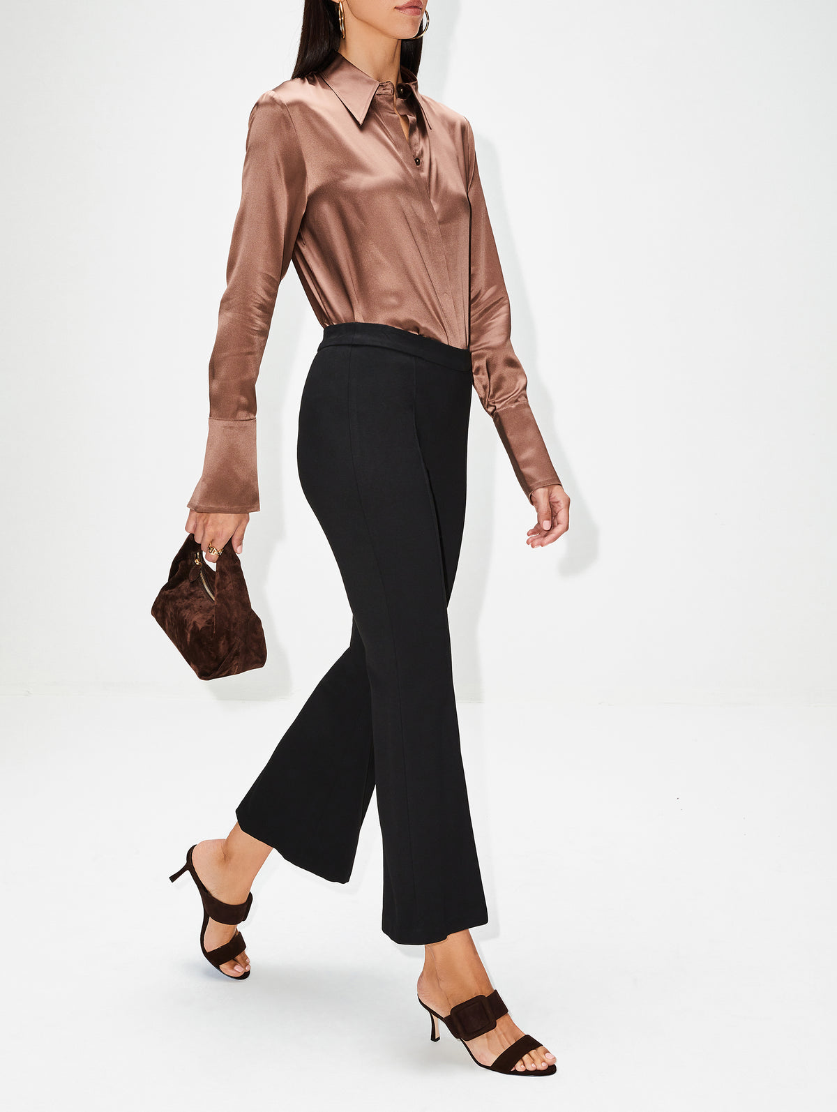 Pull On Cropped Flare Pant,ROSETTA GETTY,WHITE,Image 3