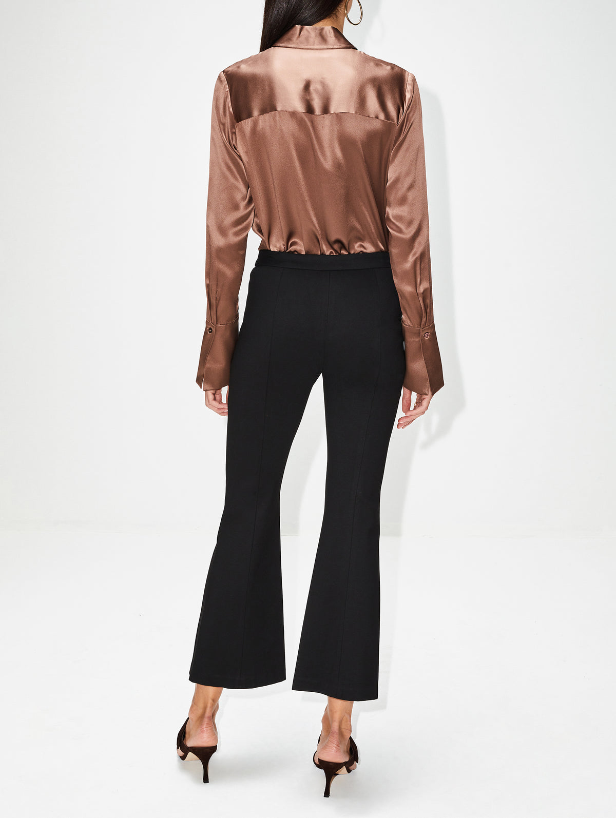 Pull On Cropped Flare Pant,ROSETTA GETTY,WHITE,Image 4