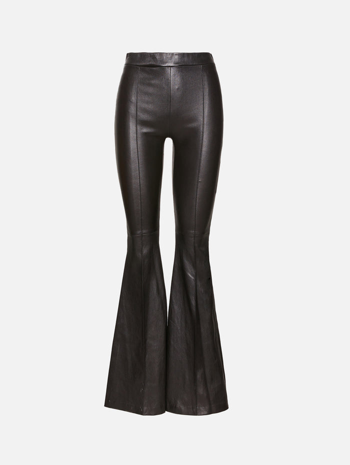 Pull On Leather Flare Pant,ROSETTA GETTY,BLACK,Image 1