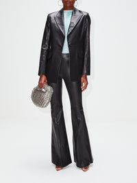 Pull On Leather Flare Pant,ROSETTA GETTY,BLACK,Image 5