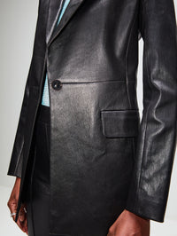 Peak Lapel Leather Jacket,ROSETTA GETTY,BLACK,Image 5