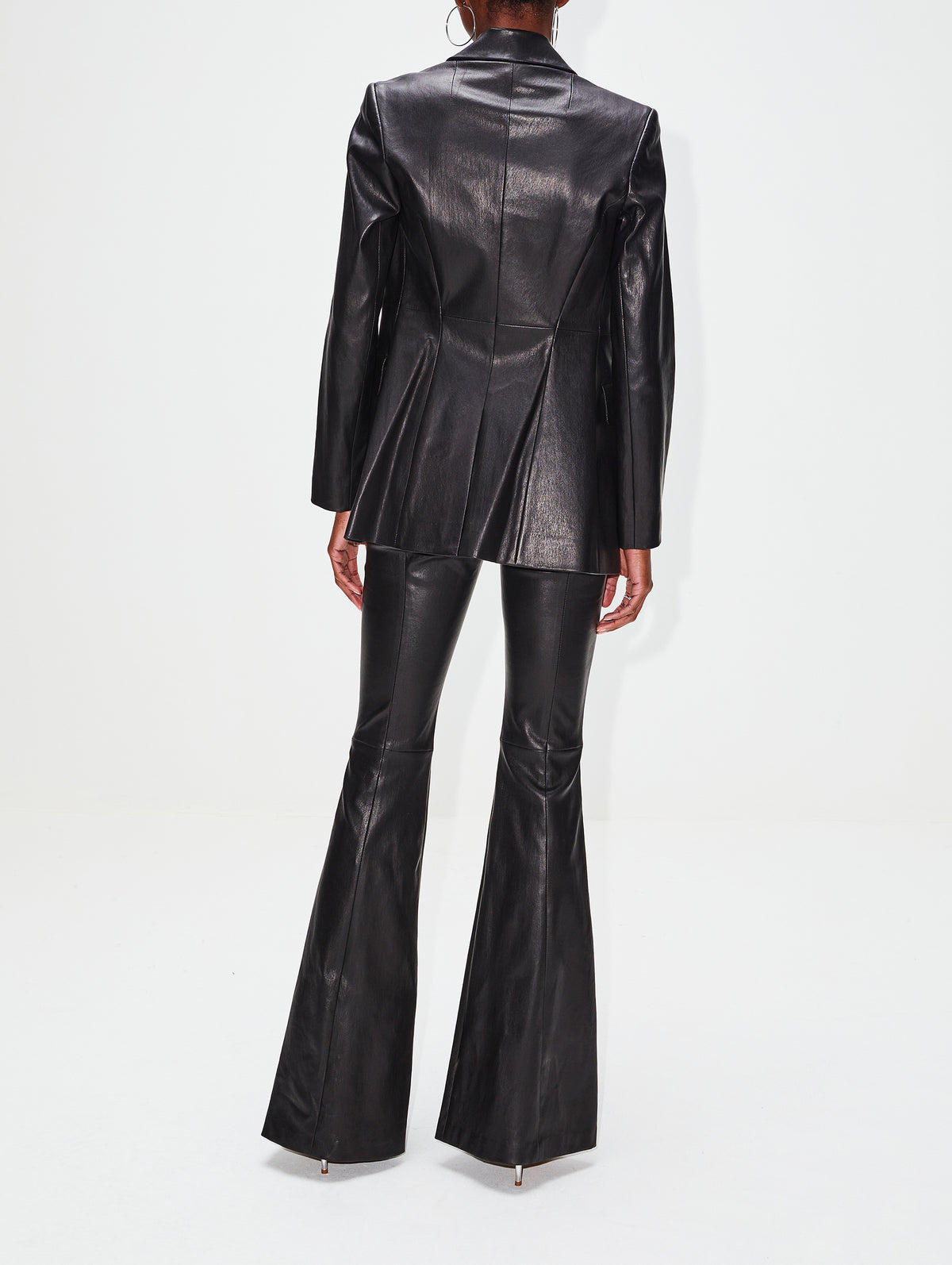 Peak Lapel Leather Jacket,ROSETTA GETTY,BLACK,Image 3