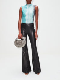 Pull On Leather Flare Pant,ROSETTA GETTY,BLACK,Image 2