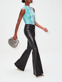 Pull On Leather Flare Pant,ROSETTA GETTY,BLACK,Image 3