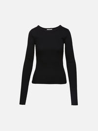 Long Sleeve Fitted Top,ÉTERNE,BLACK,Image 1