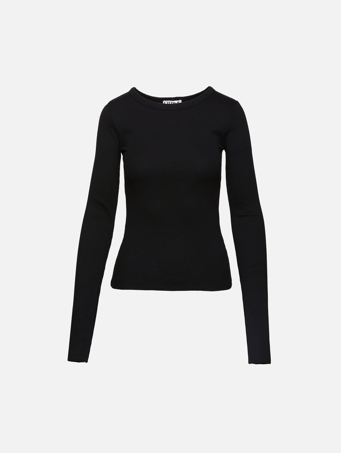 Long Sleeve Fitted Top,ÉTERNE,BLACK,Image 1