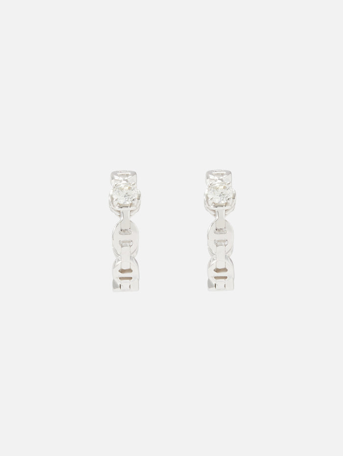 Micro Tri-Link Huggies With Diamonds,HOORSENBUHS,WHITE GOLD,Image 1