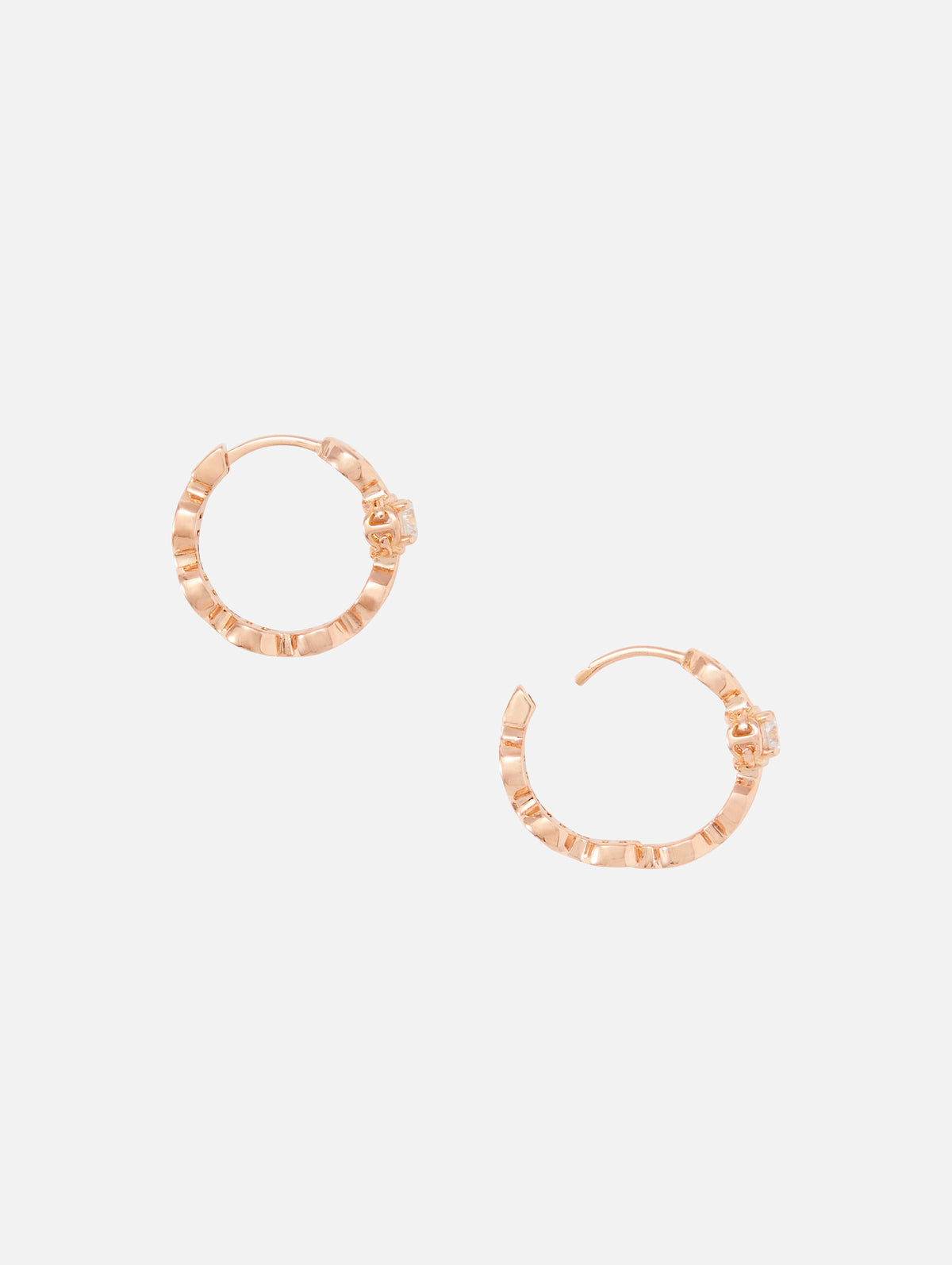 Micro Tri-Link Huggies With Diamonds,HOORSENBUHS,ROSE GOLD,Image 4