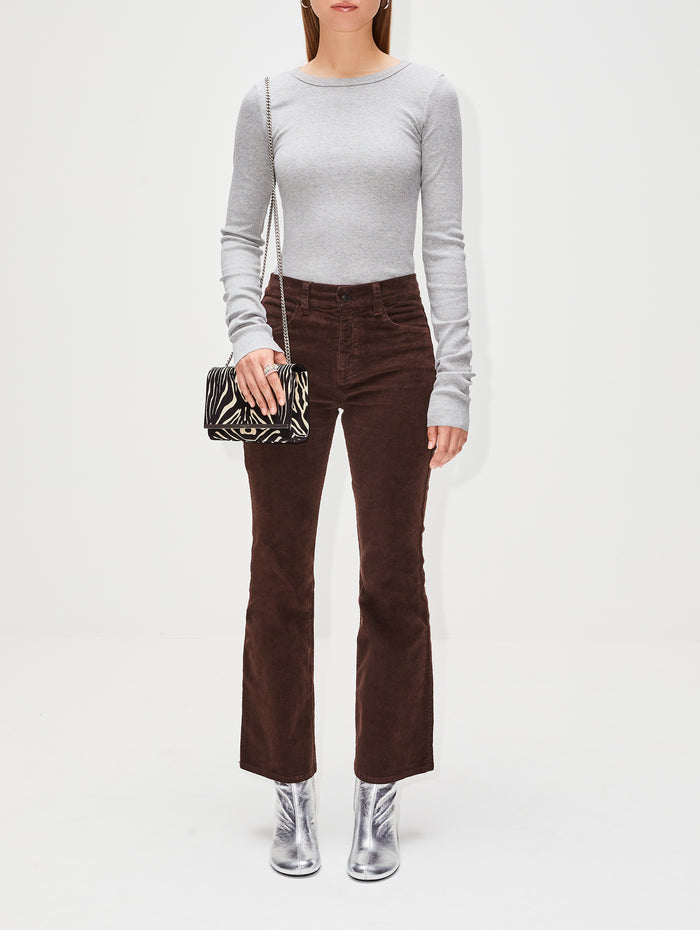 Long Sleeve Fitted Top,ÉTERNE,HEATHER GREY,Image 1