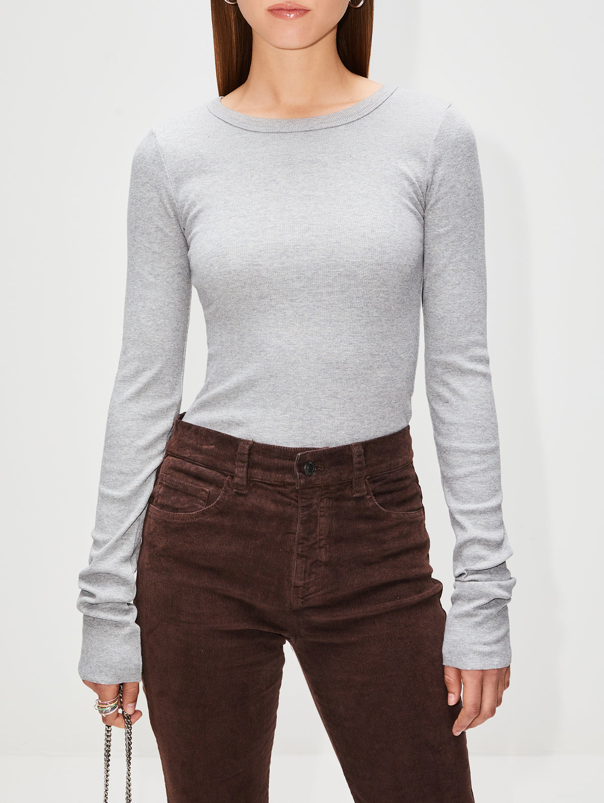 Long Sleeve Fitted Top,ÉTERNE,BLACK,Image 13