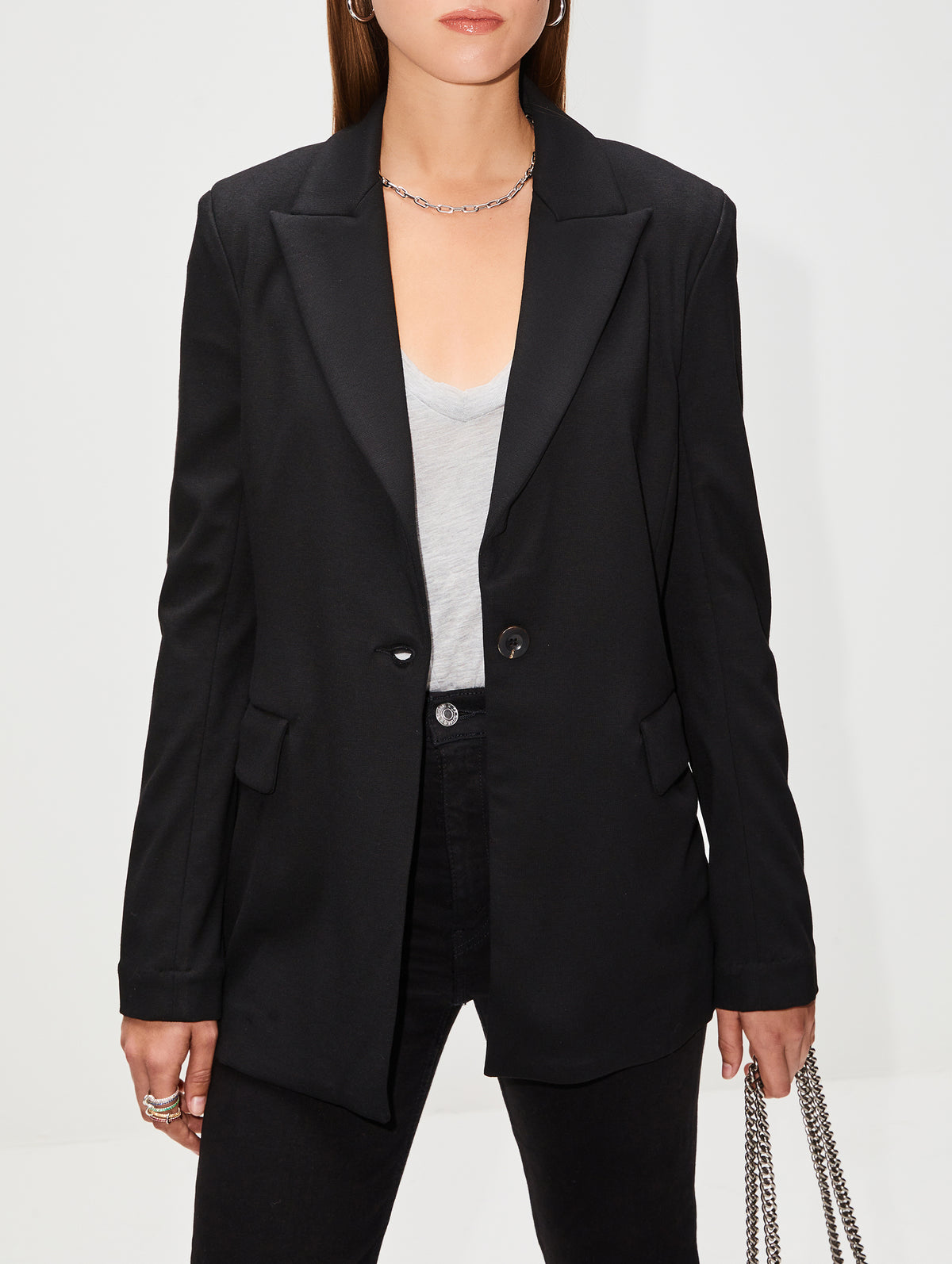 Peak Lapel Jacket,ROSETTA GETTY,BLACK,Image 3