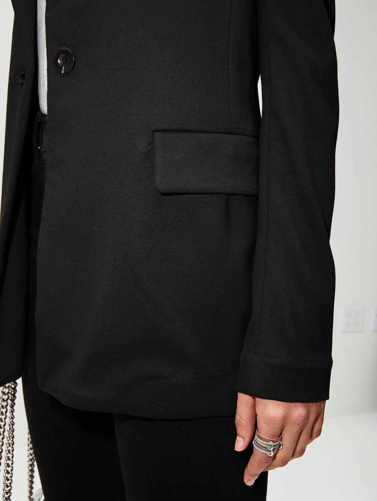 Peak Lapel Jacket,ROSETTA GETTY,BLACK,Image 5