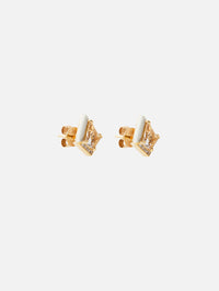 White Topaz and Diamond Twinkle Studs,EMILY P WHEELER,YELLOW GOLD,Image 3